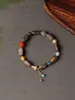 Pulsera Auténtica de Madera Qinan Verde Ágata Malaquita Cristal Fantasma Rojo del Sur Cuentas de Oración Budista Joyería de Madera Vintage de Nicho