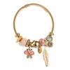 Pulsera Europea y Americana de Nuevo Estilo Personalizada con Cuentas de Acero Inoxidable para Mujer con Colgante de Hojas de Diamantes y Mariposa, Pulsera Elegante y a la Moda para Celebridad de Internet
