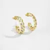 Pendientes de Aro en Forma de C para Mujer, Inspirados en el Diseño Europeo y Americano, Estilo Lujo Ligero, Incrustados con Circonita, Pendientes Retro Versátiles