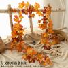 Simulação Folha de Bordo Vermelho Rattan Flor de Plástico Videira Árvore Folha Decoração Videira Falsa Flor Grade Planta de Teto Enrolamento de Tubo
