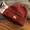 Adorable Gorro de Lana Tejido Bordado de Cachorro para Mujer, Nuevo Estilo Otoño e Invierno 2025, Adelgazante, Versátil, Gorro para Cabeza Grande