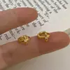 Pendientes de Aro Pequeños con Forma de Cruz, Estilo Retro Europeo y Americano de Nicho, Chapados en Oro de 18 Quilates sobre Plata de Ley 34.5925, para Apilar, Unisex
