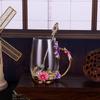 Ventas directas de fábrica taza de gran barriga de crisantemo rosa taza de corte en frío aleación de zinc resistente a altas temperaturas taza de flor vidrio esmaltado