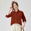 Camisa de Algodão Vintage para o Dia a Dia, Luxo Leve, Gola Reversível, Manga Longa para Mulheres, Novo Estilo Primavera 2026, Caimento Solto, Emagrecimento, Jaqueta Versátil