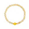 Pulsera de Cristal Dorado para el Cabello Piedra Cruda Natural Cristal Amarillo Pulsera de la Riqueza Cuentas de Transferencia de Cera de Abeja para Niña Pulsera de Citrino