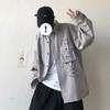 Camisa de verano para hombre, fina, estilo neutro, de manga larga, estilo Hong Kong, estilo japonés, moderna, con estampado de letras, chaqueta