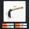 Herramienta de jardinería con mango de madera negro, azada de doble extremo de doble uso, rastrillo de cuatro dientes, pala, azada para exteriores, pala para flores para deshierbar