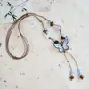 Collar Largo de Cuerda Trenzada con Cuentas de Cerámica Bohemia Coloridas y Estrella de Mar para Mujer, Estilo Étnico Retro