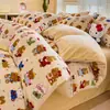 Conjunto de Cama de Inverno Classe A Espesso Leite Fleece Quatro Peças Cobertor de Edredom Fleece Dupla Face Adicionado Conjunto de Três Peças para Cama Dormitório Estudantil