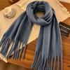 Bufanda de Mohair de Color Sólido con Atmósfera para Mujer en Otoño e Invierno Estilo Coreano Cálida Espesa Bufanda Blanca Shawl Versátil para Estudiante