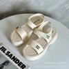 Nuevo Estilo de Verano del Sudeste Asiático Moda Sencilla Estilo Hada Sandalias Diarias de Playa de Suela Gruesa de una Línea con Velcro