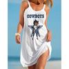 2022 AliExpress Explosões Europeu e Americano Transfronteiriço Urbano Feminino Casual Sexy Estampa Digital 3D Vestido Sling NFL