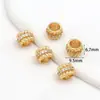 Cuentas Barril de Zirconia Microincrustada en Oro Real de 18K que Conserva el Color, Pulsera de Cristal de Cintura Pequeña con Agujero Pasante, Cuentas Espaciadoras DIY C45