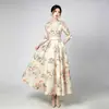 Vestido de Noche Transfronterizo Europeo y Americano con Estampado Floral y Dobladillo Amplio, Ropa de Alta Gama para Madres, Vestido para Banquetes de Boda, Adecuado para el Uso Diario y Fiestas
