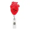 Insignia de tirador retráctil con forma de corazón y cerebro, banda de fieltro médico giratoria para pinza uterina, parche de tela bordado, fácil de tirar