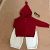 Conjunto de Ropa de Año Nuevo para Niños y Niñas Otoño/Invierno 2026 Nuevo Estilo Gorro Rojo de Elfo para Niños Suéter con Forro de Felpa y Pantalones Casuales
