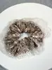 Elástico de Cabelo Scrunchie Listrado com Renda Estilo Coreano para Mulheres, Acessório de Cabelo Suave e Elegante, Elástico de Cabelo Scrunchie Estilo Coreano