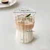 Vaso de Vidrio para Agua con Cintura de Patrón Vertical, Vaso Creativo para el Hogar con Rayas, Taza para Desayuno, Leche, Café, Vaso de Gran Capacidad para Jugos