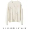 Cardigã de cashmere para outono e inverno para mulheres idosas, casaco de tricô para mães de meia-idade e idosas, roupa grossa para idosos