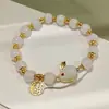 Pulseira de vidro de jade branco gelo Little Red Riding Book em torno do dedo, prato de estudante rosa suave, pulseira de vidro para brincar, atacado