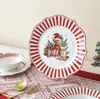 Conjunto de louça de cerâmica de urso de Natal estilo francês, incluindo pratos de sobremesa e pratos estilo ocidental para criar uma atmosfera festiva em casa