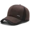 Nueva colección de invierno: gorra de béisbol cálida y a prueba de viento con orejeras, diseñada para hombres mayores, con forro de polar para mayor calidez