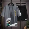 Camiseta de Manga Corta con Cuello Redondo de Moda Conjunto de Shorts para Hombre Casual Holgado Oversize Tallas Grandes Elegante Ropa Deportiva Atuendo de Verano