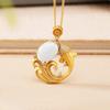 Colgante de carpa dorada con arenas de diamantes y jade hetiano sintético, estilo antiguo, con chapado en oro, para mujer.