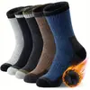 Calcetines Populares de Talla Grande Transfronterizos para Hombre, Calcetines Gruesos de Lana para Otoño e Invierno, Calcetines Cálidos de Cachemir con Forro de Felpa, Calcetines Largos de Tubo Alto, Bloqueo de Color