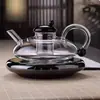 Tetera de Vidrio con Separador de Té y Agua, Tetera Eléctrica de Estufa Cerámica, Estilo Retro de Lujo Ligero