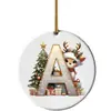 Nueva decoración navideña transfronteriza: Colgante acrílico 2D con letra y diseño de ciervo para árbol de Navidad y decoración navideña del hogar