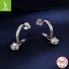 Brincos Dinâmicos de Moissanita Meio Círculo Originais Yinziyun em Prata de Lei S925 Modernos Versáteis Estilo para o Dia a Dia