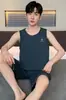 Pijama para Hombre Verano Imitación Algodón Delgado 2026 Nuevo Estilo Chaleco Shorts Conjunto de Ropa para el Hogar para Hombre Talla Grande Sin Mangas Verano