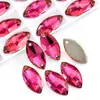 Vidro Roxo-Vermelho Fluorescente Strass Costurado à Mão Chanfrado Fundo Plano Pedras Costuradas à Mão Gota d'Água Forma Irregular Galvanizado DIY Joias Acessórios para Roupas