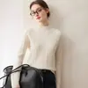 Suéter de cachemira de cuello medio alto 2026 para mujer, otoño e invierno, nuevo, color liso, tejido de ochos, suelto, adelgazante, capa base, venta al por mayor