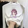 Camiseta de manga larga con forro polar para niña para otoño e invierno, top cálido cepillado de cuello semi-alto para niños