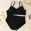 Conjunto de brasier para niña de color sólido de una pieza con copa fija push up y realce de busto, sin aro de acero, traje de ropa interior abotonado