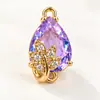 Colgante de circonio chapado en cobre con encaje, forma de gota de agua ovalada, accesorios para pendientes, pulseras, collares, joyería hecha a mano, colgantes con incrustaciones de diamantes