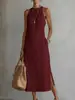Ropa de Verano Nueva para Mujer Transfronteriza Europea y Americana Amazon Color Sólido Holgado Largo Moda Casual Patchwork