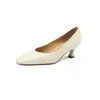 Estilo Coreano Simples Diário para Ir ao Trabalho Sapatos de Couro Genuíno Salto Médio Camada Única Chegada Nova Primavera e Verão Pele de Ovelha Retro Elegantes Sapatos Femininos para o Trabalho