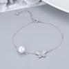 Cross-border Nova Criativa Pulseira de Pérolas de Água Doce S925 Prata Simples Design Sentido Borboleta Pulseira Vazio-resto Jóias
