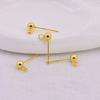 Versión coreana de gorro de alfiler de bola de acero inoxidable con aretes de cuentas redondas con anillo, moda, fabricantes de accesorios DIY al por mayor