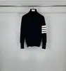 Tb Directo de Fábrica Otoño e Invierno Nuevo Clásico Cuatro Rayas Cuello Alto Lana Manga Larga Camisa para Hombres y Mujeres, Suéter Casual Ajustado