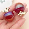 Accesorios de manzana de burbuja coloridos con recubrimiento UV, colgantes de fruta acrílicos, joyería para pulseras y collares DIY al por mayor