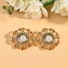 Pendientes de girasol con perlas, estilo retro, atmosférico, estilo barroco, elegantes y huecos con perlas para mujer.