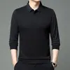 Tendencia de Moda para Hombre Manga Larga Primavera y Otoño 2025 Camisa Polo Casual Camiseta Rayada de Negocios de Gama Alta para Hombre Cuello Solapa