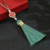 Borla Runsu 6cm bobinado seda dorada Trébol carácter fu pieza borla borla borla ropa joyería accesorios diy Colgante Hanfu