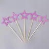 Decoração de bolo de aniversário infantil, bandeirinha para inserir, algodão doce, estrela de cinco pontas, conjunto de layout de cena de amor