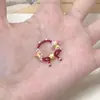 Adivinho! Anel de Corda Trançada Cor Vinho com Design Único, Elegante e Delicado, Novo Estilo Chinês, Anel Colorido de Flor com Imitação de Pérola