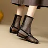Botines cortos de malla calada estilo coreano 2026 para mujer, transpirables, nuevos, modernos y a la moda, con punta redonda, de malla para primavera y verano
